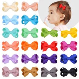 Solid Colors Hair Bows With Clip For Cute Girls Hair Clips Boutique Hairpins Barrettes Headwear Kids Hair Accessories