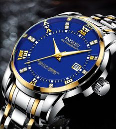 FNGEEN S2081 Waterproof Roman scale Super ultra-thin Men watch Quartz steel strip fashion Luminous calendar wristwatch