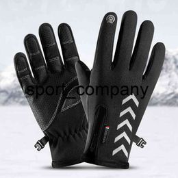 New Cycling Warm Gloves Night Reflective Strip Touchscreen Waterproof Anti-slip Gloves Skiing Windproof Fluff Warm Gloves