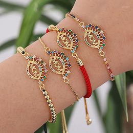 Charm Bracelets Bohemia Vintage Gold Chain For Women Elegance Colorful Crystal MOM Pendant Bracelet Bangle Handmade Jewelry