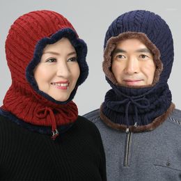 Fashion Male Autumn Winter Knitted Hat Plus Velvet Thickening Collar Cap Cycling Masked Scarf Set Caps & Masks