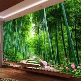 Custom 3D Photo Wallpaper Sticker Modern Bamboo Forest Wall Decal Wall Stickers Decorations Living Room Poster Mural