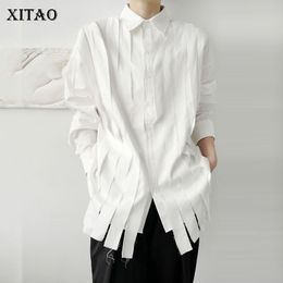XITAO Tassel White Blouse Fashion New Full Sleeve Autumn Single Breast Pleated Small Fresh Casual Style Loose Shirt ZP2055 210317