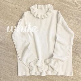 Women's Sweaters Kawaii White Woman Jersey Autumn Winter Japanese-Style Long Sleeve Oversized Bottoming Knitted Casual Pullovers Top YYQX01