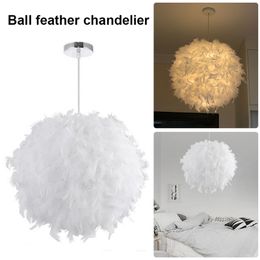 Feather LED Pendant Lamp E27 85-265V Chandelier Light Droplight Bedroom Study Room Decoration Creative Hanging Lighting