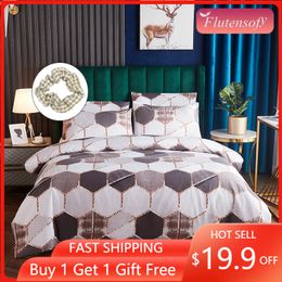 Nordic 240x220 Patchwork Duvet Cover Set Geometric King Bedding Sets Quilt Queen Size Polyester