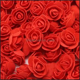 2Cm Decorative Flower Teddy Bear Rose Pe Foam Artificial Bouquet For Home Wedding Decoration Diy Wreath Fake Drop Delivery 2021 Flowers Wr