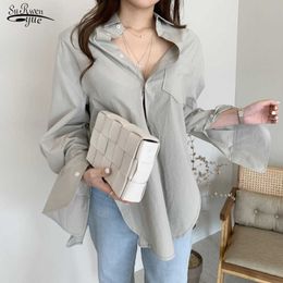 Long Sleeve Fashion Women Blouse Simple Solid Top Loose Korean Chic Shirt Autumn Chemisier Femme Lady Clothing 10295 210527