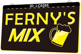 LC0285 Ferny's Mix Beer Bar Light Sign 3D Engraving