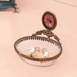 French Retro Glass Brass Soap dish Underwear soap Container Jewelry watch Storage rack el home Bathroom decoration gift 211119