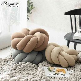 Regina Cotton DIY Hand Knot Back Cushions Cosy Car Lumbar Pillow Home Decorative Sofa Seat Cushion Soft Office Rest Pillows 210907
