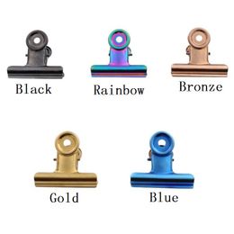 50mm 5 Colours Retro Round Metal Grip Clips Bulldog Clip Stainless Steel Ticket Paper Clip For Tags Bags Office LX4073