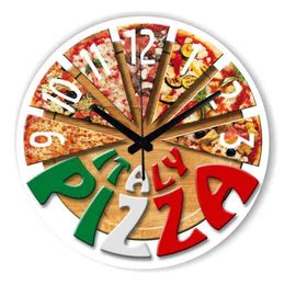 Fashion Pizza Kitchen Decorative Wall Clock With Waterproof Clock Face Dining Hall Wall Decoration Watch Clock Home Decor 210325