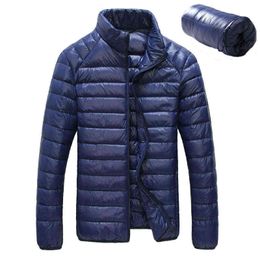 Snowka Winter Jacket Men Famous Brand-abbigliamento 2017 Down Parka Stand Collar Piumino ultraleggero uomo Casual colore blu Cappotto G1108