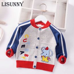 Baby Boys Sweater Cardigan Coat 2021 Autumn Winter Children Sweaters Kids Knitted Clothes Cartoon Color matching Toddler 0-5y Y1024
