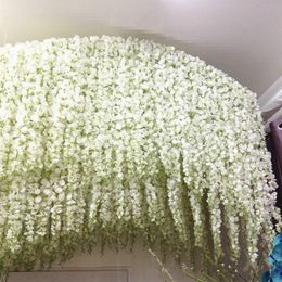 Decorative Flowers Elegant Artificial Flower Wisteria Vine 34CM Home Garden Wall Hanging DIY Rattan For Xmas Party Wedding Decoration RH88161