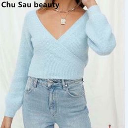 Fashion Autumn Sweet Blue Hairy Knitted Cardigans Women Fall Wrap Outerwear Casual Long Sleeve Cardigan Sweaters 210508