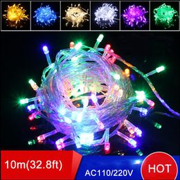 Strings 35pcs/lot Multicolor 10M 100 LEDs LED String Light Christmas With 8Display Modes For Party Wedding Lamps 110 V US Plug