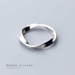 Minimalist Spin Wave Rings for Women Fashion 925 Sterling Silver Simple Geometric Ring Fine Jewelry Design 210707