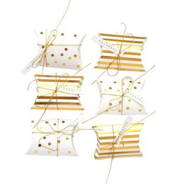 2021 new 50Pcs/set Pillow Shape Jewelry Candy Boxes Dot Stripe Wedding Favor Gift Party Paper Bags