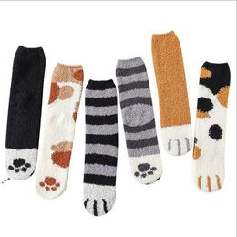 Winter Coral Fleece Thickening Plus Pile Loop Socks Female Cat's Claw Socks Warmth Tube Socks Fabric Great Elasticity Universally JJF11