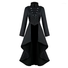 Momo Womens Plus Size Gothic Steampunk Vintage Tailcoat Jacket with Hood Long Trenchcoat