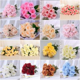 Simulation Rose Flowers 9/10/12/18 Heads Artificial Roses for Valentine Day Wedding Home Centerpieces Decoration