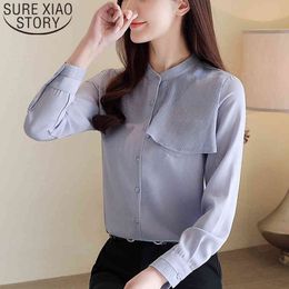 Spring Elegant Simple Style Women Blouse and Tops Long Sleeve Solid Chiffon Shirts Blusas Mujer De Moda 8485 50 210508