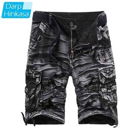 DARPHINKASA Men Cargo Shorts Casual Loose Cotton Military Overalls Camouflage Tie-dye Plus Size 210713