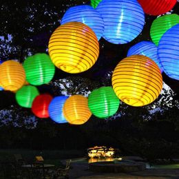 Strings 10LED Outdoor Solar Lantern Ball String Lights Waterproof Garden Patio Wedding Party Colour Globe Garland Fairy Decoration