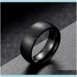 Cluster Rings Jewelryfashion Matte Stainless Steel Blue Black Ring For Men Classic Finger Wedding Band Party Male Jewelry Gifts Drop Deliver