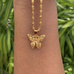 Designer Necklace Luxury Jewelry Butterfly For Women Stainless Steel Gold Water Wave Chain Choker Pendant Gift Bijoux Femme