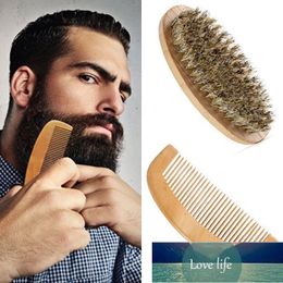 2pcs/set Boar Bristle Beard Brush and Handmade Beard Comb Kit for Men Beard Moustache Personal Cleaning Tools Factory price expert design Quality Latest Style