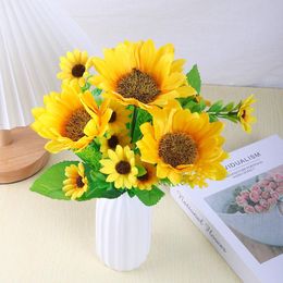 Decorative Flowers & Wreaths Simulation Of 13 Sunflowers, Artificial Plants, Fake Silk Flowers, Home Garden Pastoral Decoration