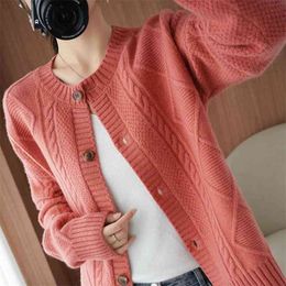 spring and autumn fashion German sheep wool knitted cardigan winter women's casual jacket 210427