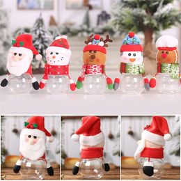 Christmas Candy Box hanging hand children's creative gift transparent plastic doll storage bottle Santa Claus bag sweet new year family party decorations
