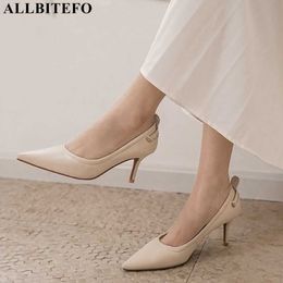 ALLBITEFO soft sheepskin genuine leather high heel shoes stiletto fashon sexy thin heel women heels shoes high heels women 210611