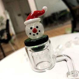 Hookahs Snowman Cute Glass Carb Caps For Glass Bong Bangers Dab Rigs Little Cap Smoking Accessories DCC06