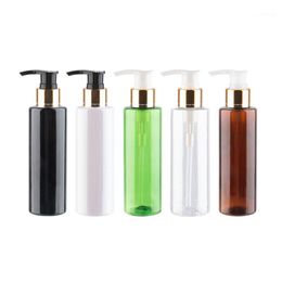 gold pump bottle wholesale Canada - Storage Bottles & Jars 150ml Plastic Gold Aluminum Screw Pump For Shampoo Body Lotion Refillbale Personal Care Product PET Containers 12Pcs 
