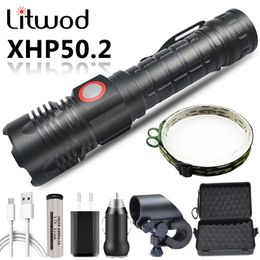 Z20 XHP50.2 Bike Led Flashlight Torch USB Rechargeable 18650 Battery Zoomable 2 in 1 for Cycling & Working Bulb Light 15W