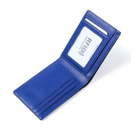 Men's Ultra Thin Rfid Blocking Genuine Leather Minimalism Business Card Holder Purse Wallets
