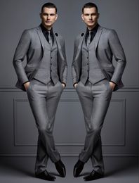 Grey Suits For Men Fashion Groom Suit Wedding Tuxedos Buy Again My Orders Traje de tres piezas para hombres FATO de Mens (Jacket+Vest+Pants)