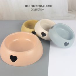 Cute Pet Cat Dog Bowls Love Design Plastic Puppy Feeders Schnauzer Teddy Bulldog Pets Dogs Supplies