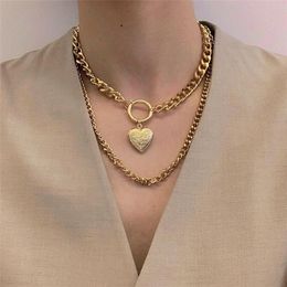 Pendant Necklaces Punk Heart Shell Moon Lock Coin For Women VintageMultilevel Chain Necklace Jewelry Wedding Party Gift