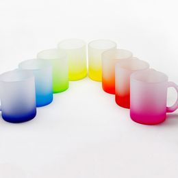 12OZ Personalized Sublimation Blank Mug Fluorescent Frosted Glass Tumblers Cups Heat Transfer Household Water Cup Creative DIY Gift LT20