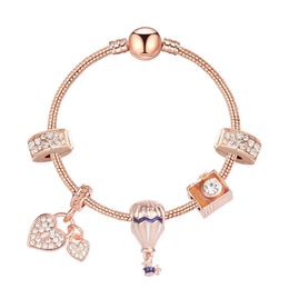 New style charm bracelet women fashion beads bracelet bangle plated rose gold diy pendants bracelets Jewellery girls wedding GC141