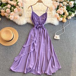 Summer Design sexy strapless lace-up waist dress lady fashion elegant vintage for womens Mid-Calf Button vestido 210608