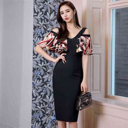 Bodycon Dress for women Summer ruffle Sleeveless Polyester ladies Sexy Office pencil Dresses 210602