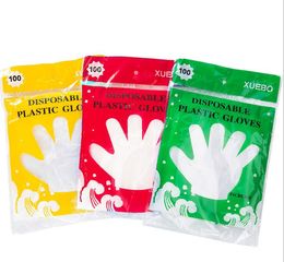 Cheapest Disposable food grade disposable gloves transparent thickened beauty housekeeping health gloves with colorful retail bag