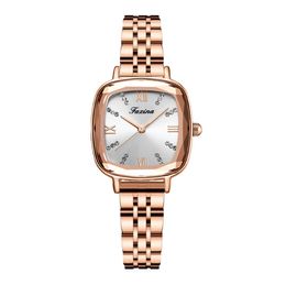 Retro Series Heartbeat Stainless Steel Band Quartz Womens Watches Square Dial Ladies Watch Brilliant Light Wristwatches209i
